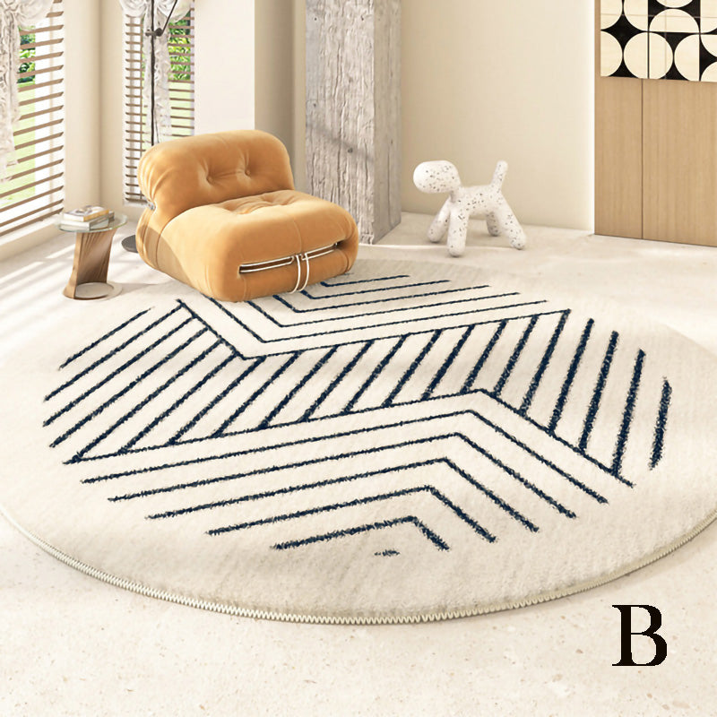 Minimalist Geometric Black Line Pattern Round Carpet │  Modern Home Large Area Plush Rugs Besontique Home Floor Decor