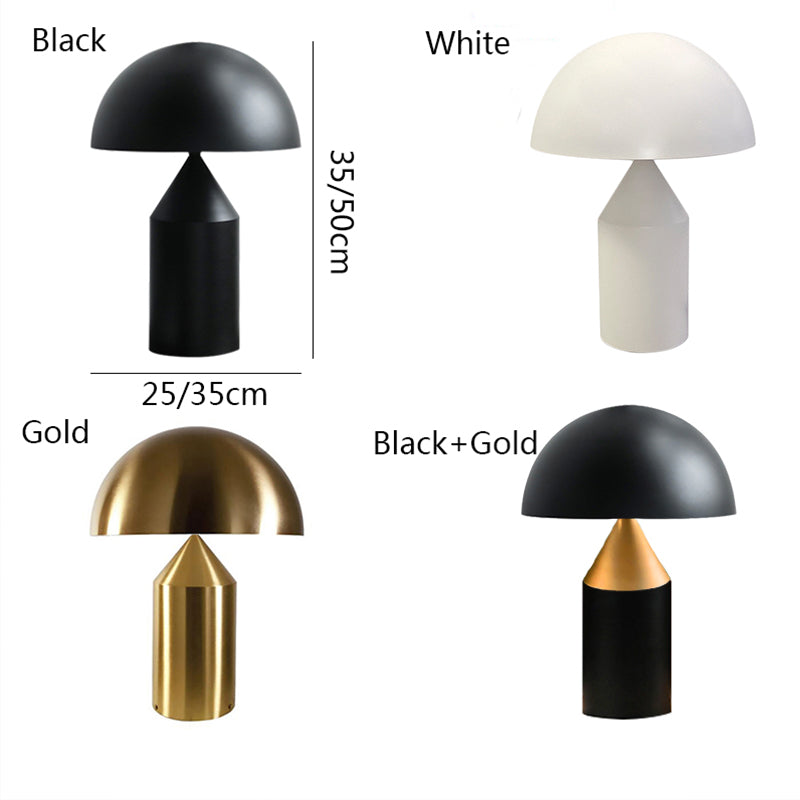 Modern Nordic Creative Mushroom Shaped Table Lamp Light (White / Black / Black and Gold / Gold) Besontique Home Decor