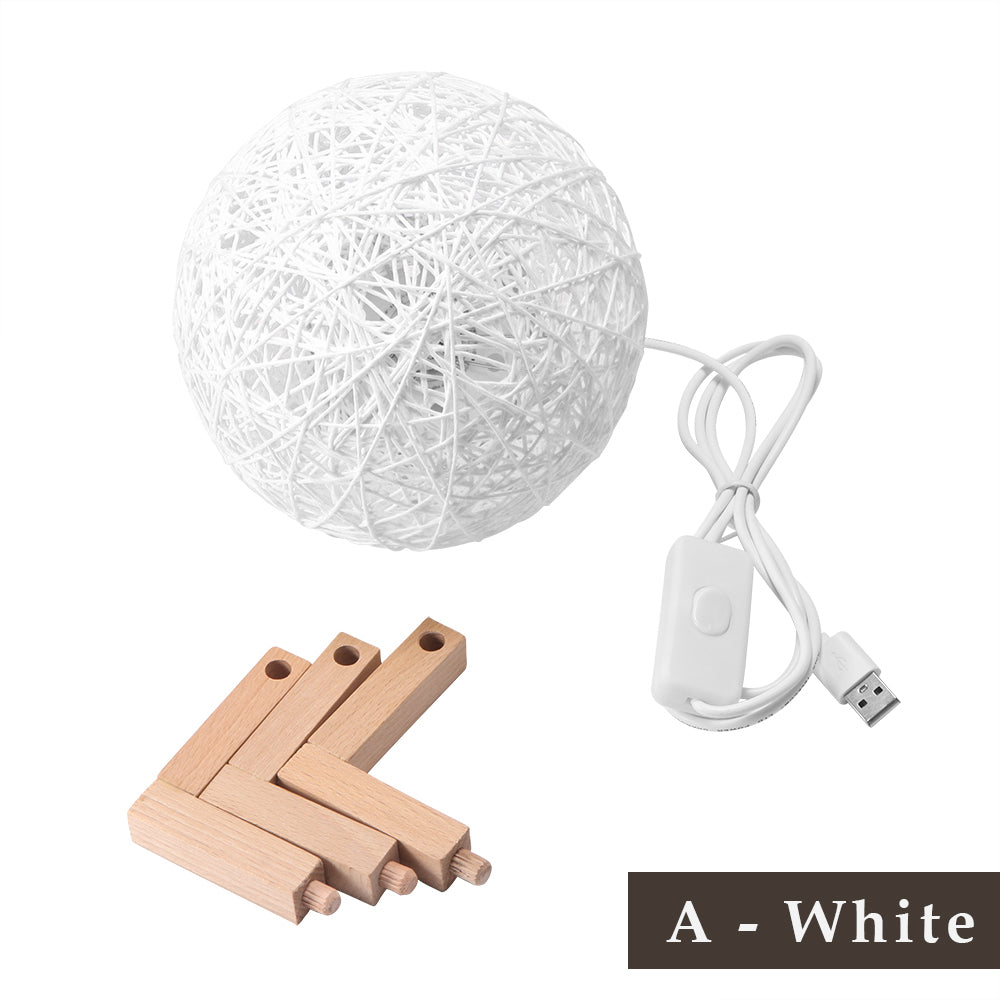 Sepak Takraw Rattan Ball LED Table Lamp │ Wooden Night Stand │ Home Decorative Mood Light Besontique
