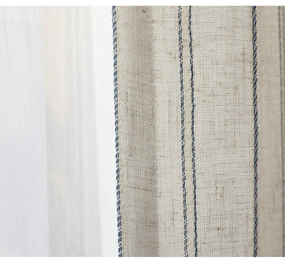Minimal Linen Cotton Stripe Curtain │  Modern Simple Long Wide Window Drapes Besontique Home Living Room Bedroom decor