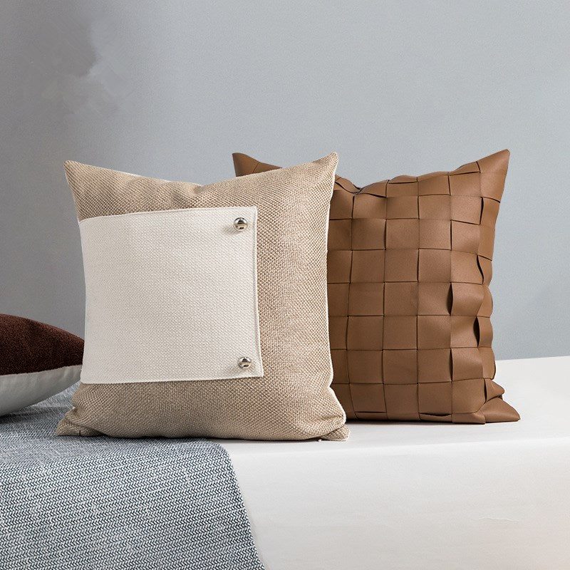 No.1 Nordic Knitted Leather Pillow Cases │ Modern Home Decorative Cushion Cover BesontiqueModern Artificial Leather Cushion Cover │ Geometric Decorative Pillow Cases Besontique