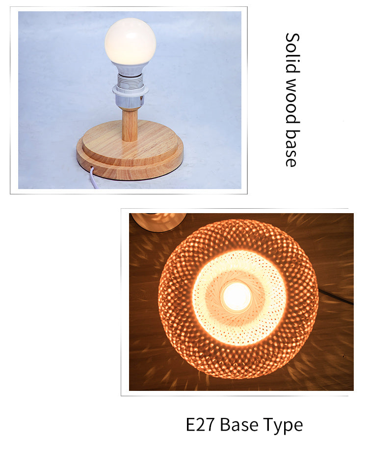 Modern Vintage Bamboo Table Lamps │ Handmade Knitted Wooden Desk Light │ For Living Room Bedroom Decoration