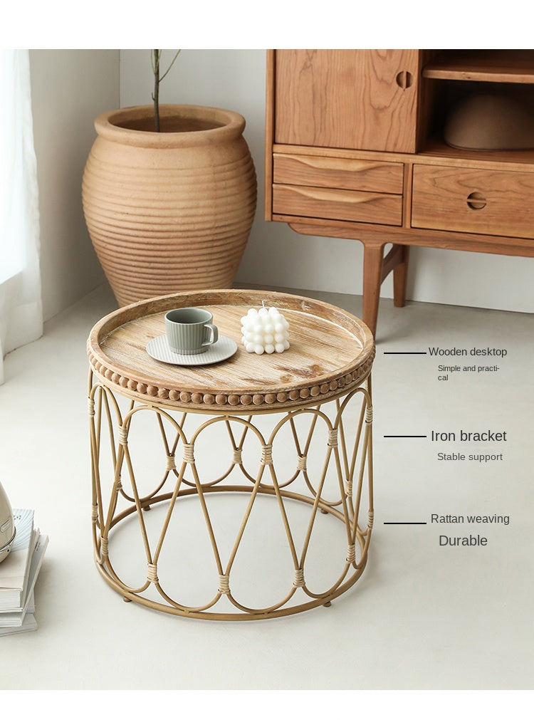 Bamboo Rattan Side Table │ Modern Boho Coffee Table Furniture Besontique Home Decor Living Room