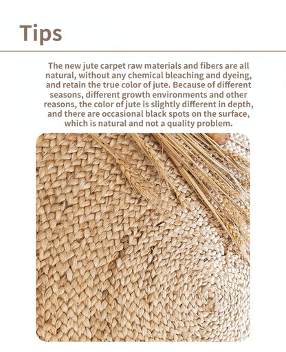 Modern Natural Jute Oval Rectangular Rug │ Minimal Hand Woven Durable Mat Carpet