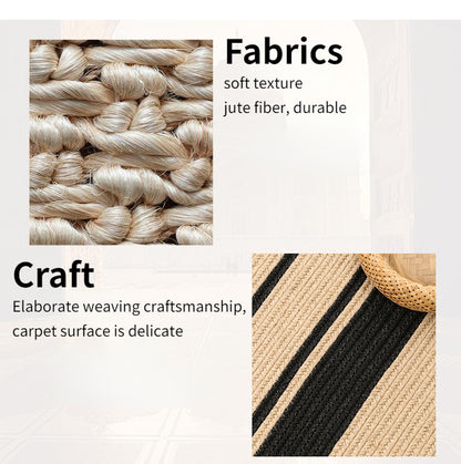 Modern Natural Jute Hand Woven Oval Rectangular Rug │ Minimal Wear-resistant Durable Breathable Mat Carpet Besontique Home Floor Decor