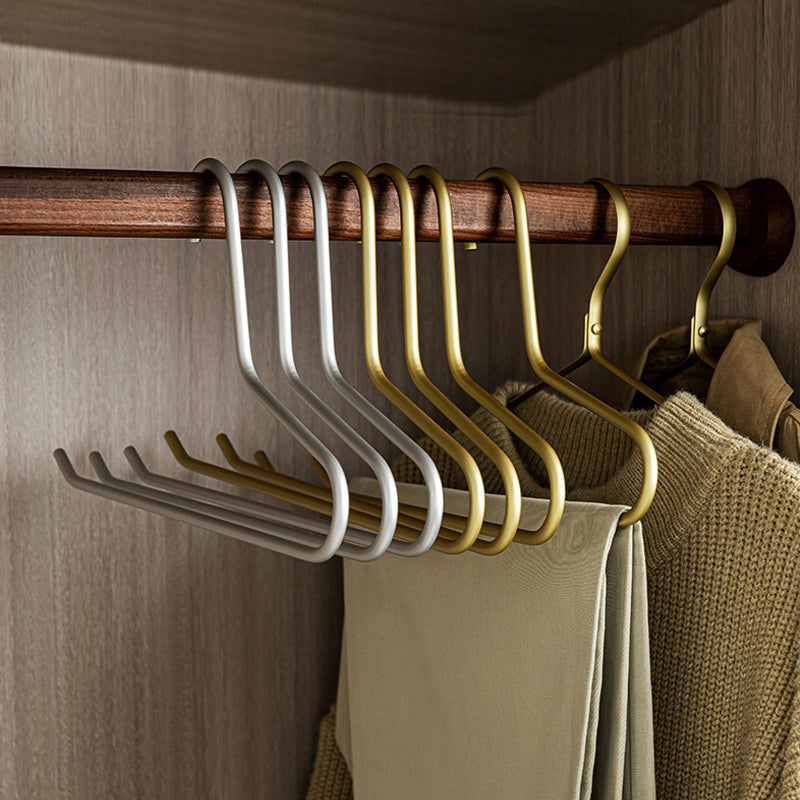 5 pcs Solid Matte Gold/Silver Trouser Drying Hanger │ Seamless Metal Wardrobe Organizer Besontique Home Decor 