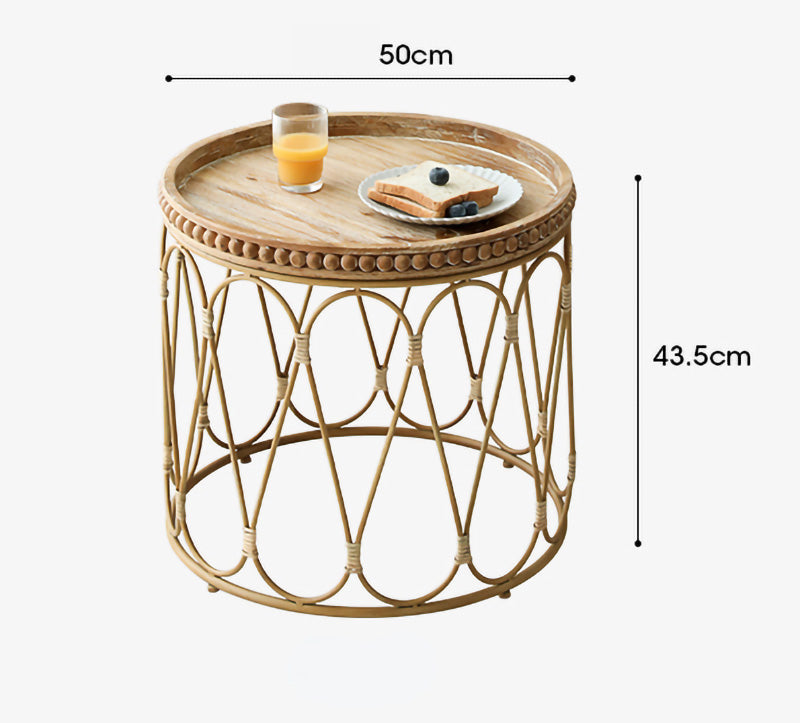 Bamboo Rattan Side Table │ Modern Boho Coffee Table Furniture
