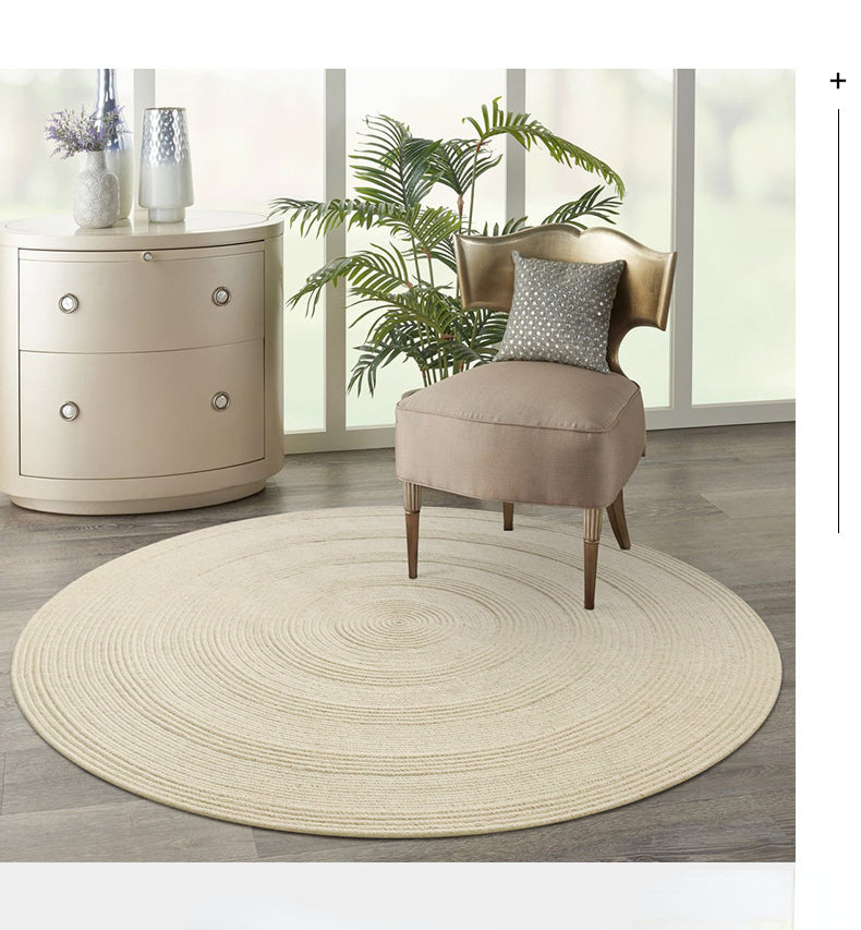 Minimal Natural Wool Round Carpet │ Hand Woven Living Room Bedroom Ivory  Rug Besontique Home Decoration