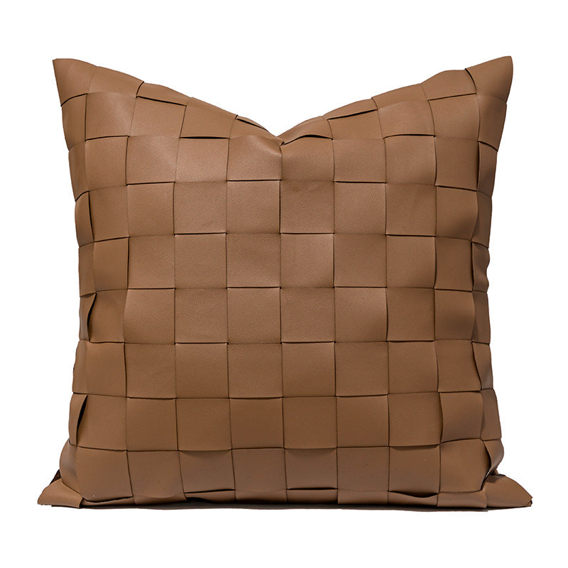 No.1 Nordic Knitted Leather Pillow Cases │ Modern Home Decorative Cushion Cover BesontiqueModern Artificial Leather Cushion Cover │ Geometric Decorative Pillow Cases Besontique