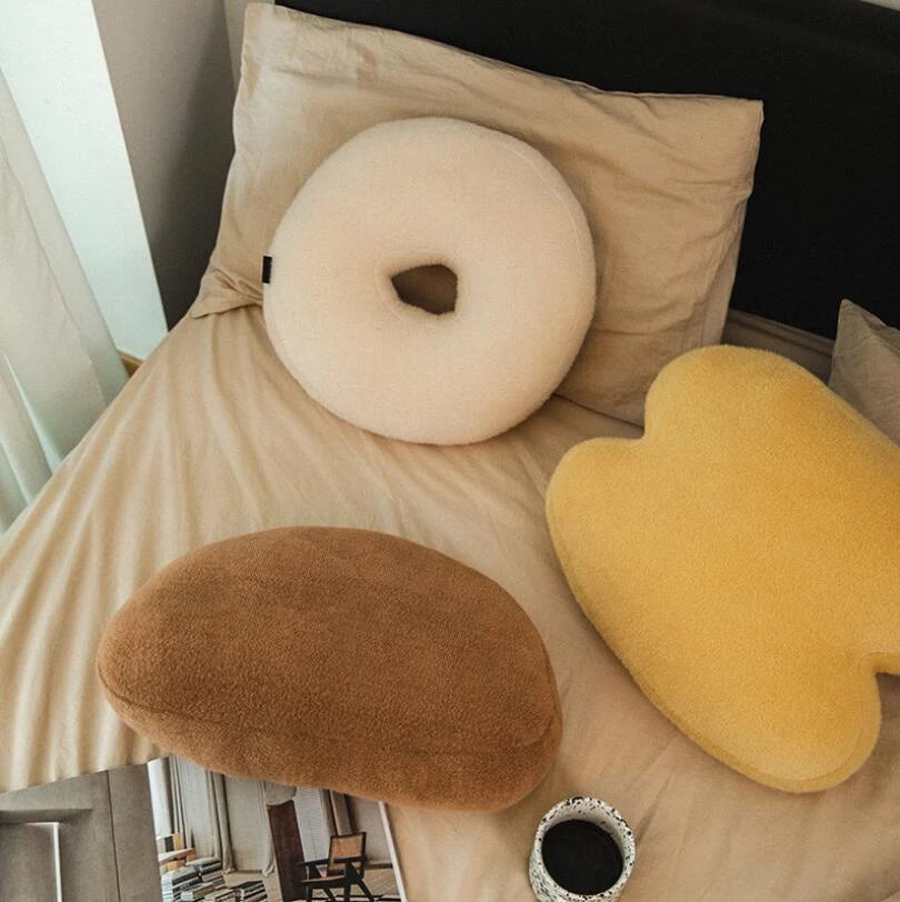 Geometric Solid Plush Sofa Cushions │ Neutral Tone Decorative Throw Pillows Besontique
