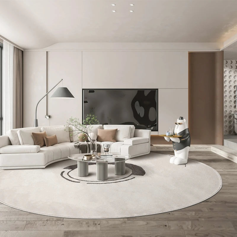 Nordic Minimalist Black Line Round Carpet │ Modern Large Area Decorative Fluffy Plush Rug Living Room Bedroom Besontique Home