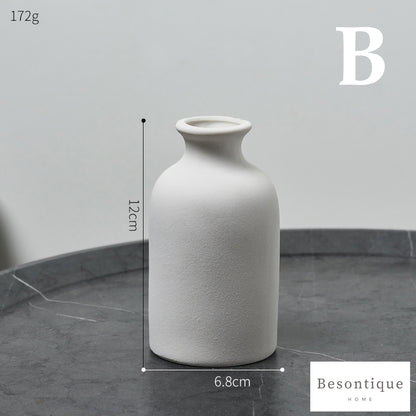 White Simple Ceramic Dried Flower Vase │ Home Decor Room Decorative Item