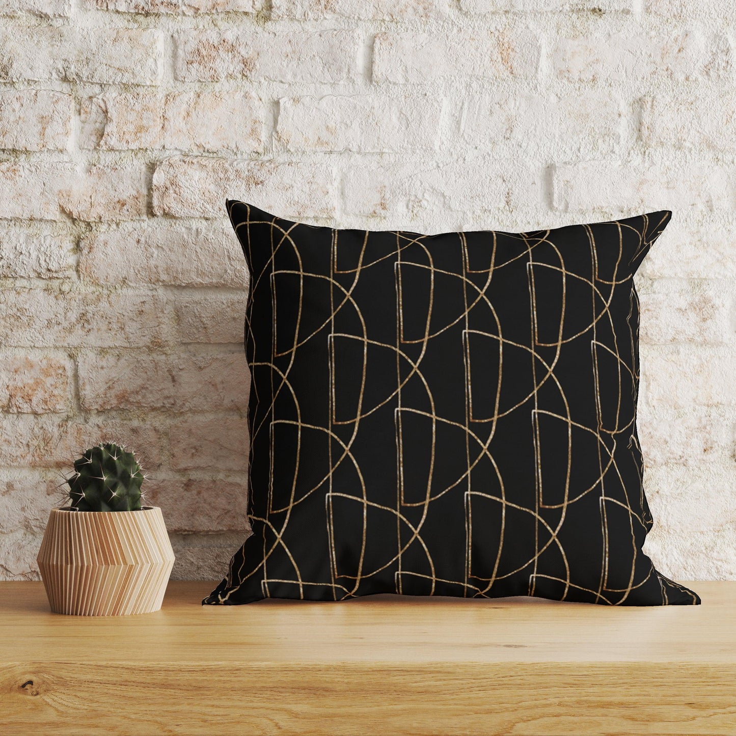 [] Black Gold Pattern Pillow Cushion & Cover │ Abstract Decorative Pillow │ Sofa Living Room Bedroom Decor - Besontique