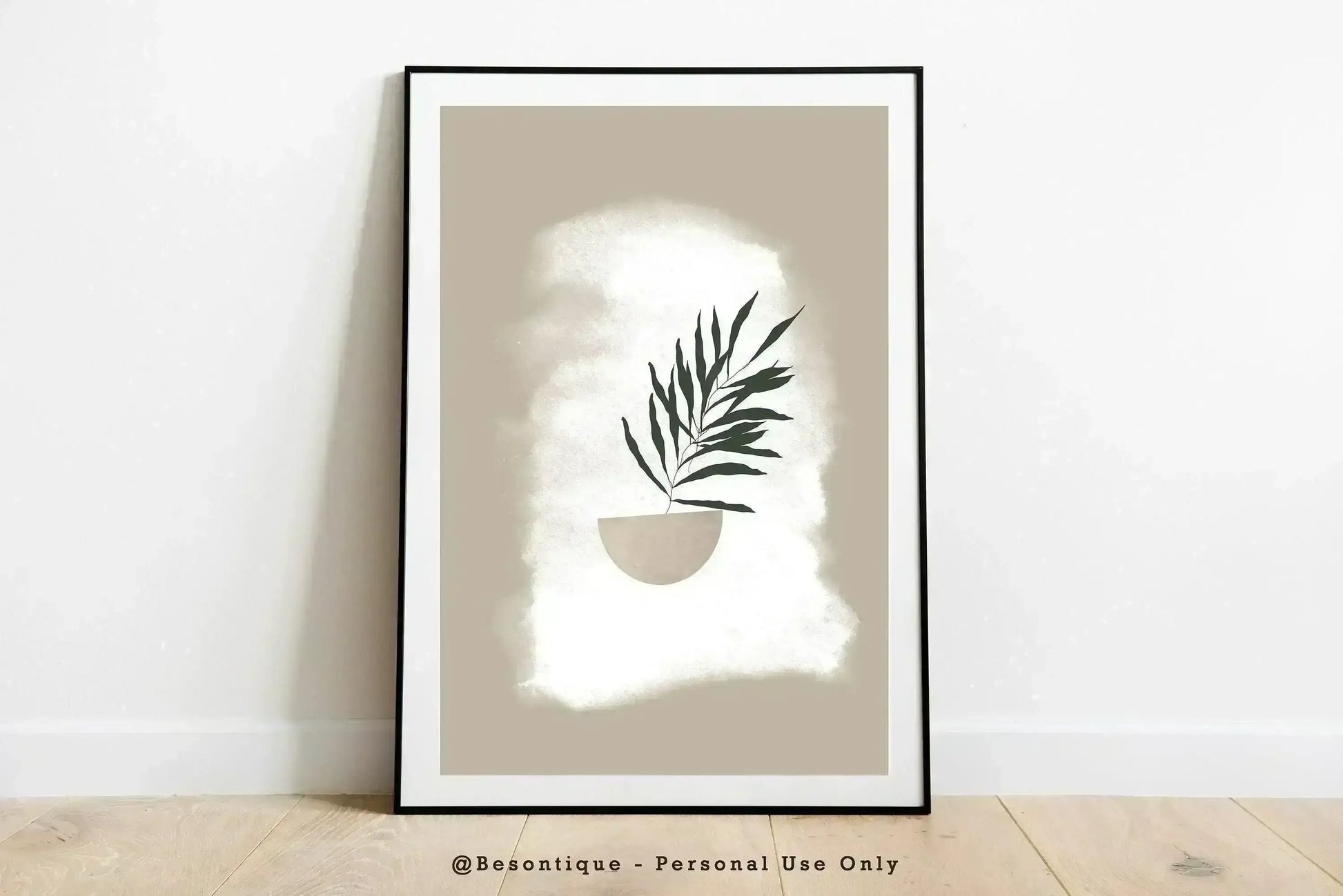 Botanical Digital Prints, Modern Boho Wall Poster, Nature Plants Wall Art, Neutral Beige Green Printable Art - Besontique Home