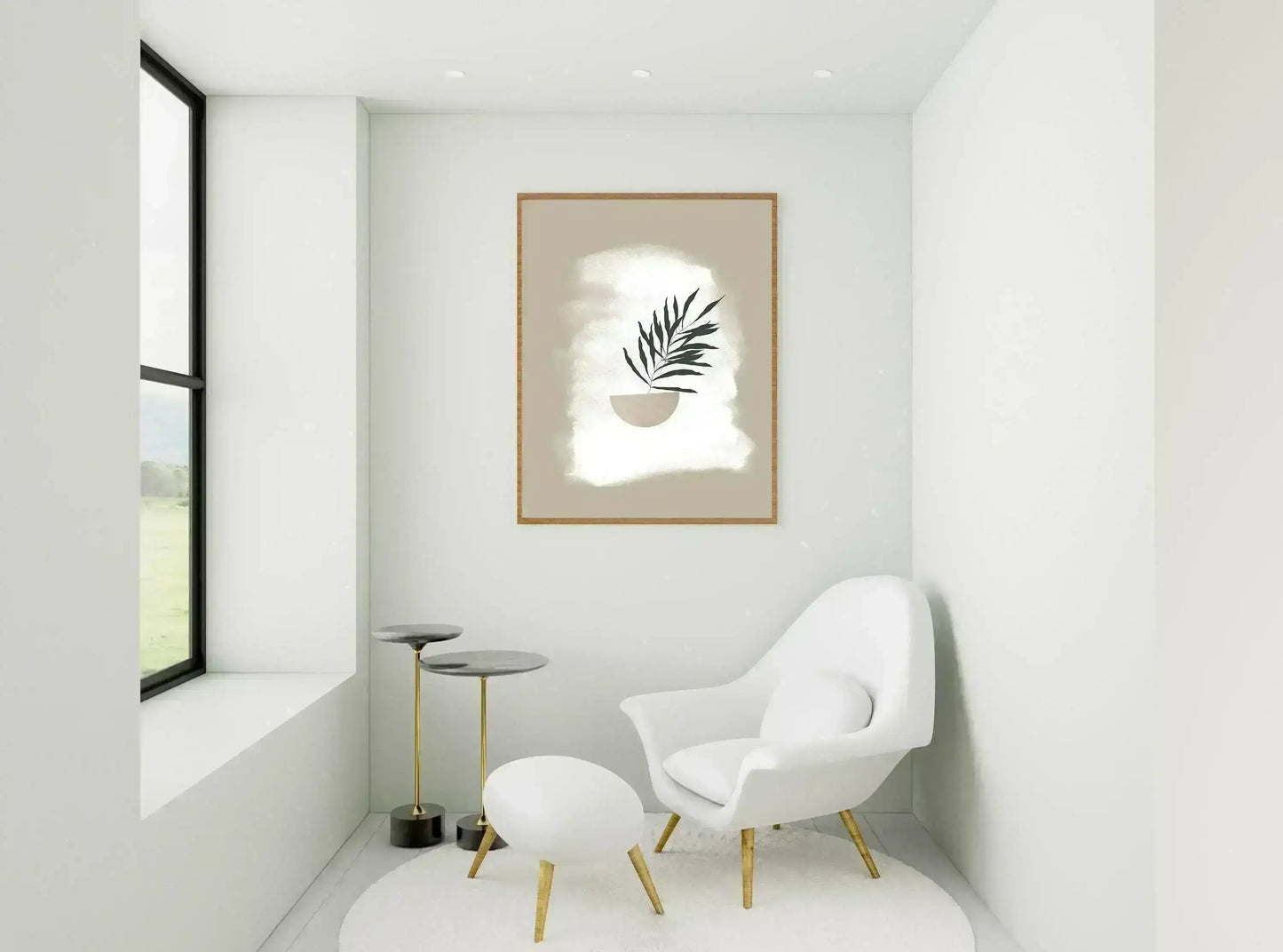 Botanical Digital Prints, Modern Boho Wall Poster, Nature Plants Wall Art, Neutral Beige Green Printable Art - Besontique Home