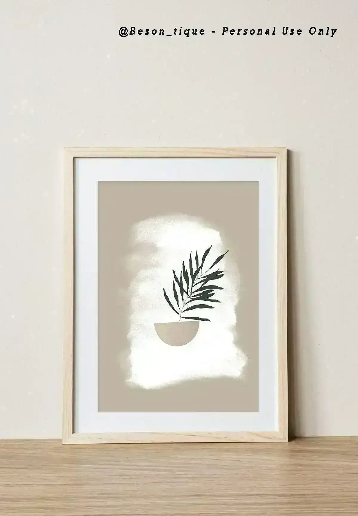 Botanical Digital Prints, Modern Boho Wall Poster, Nature Plants Wall Art, Neutral Beige Green Printable Art - Besontique Home