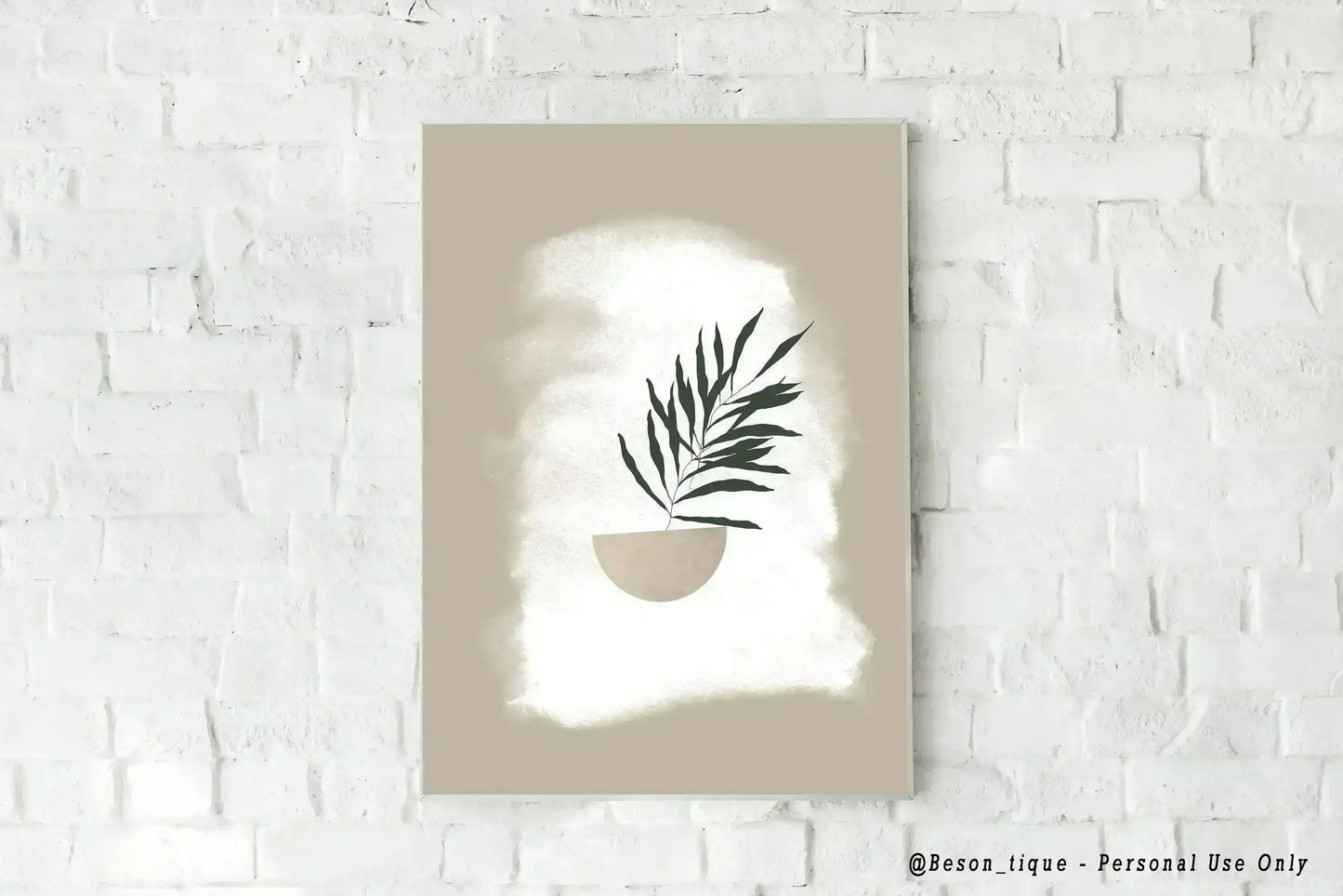 Botanical Digital Prints, Modern Boho Wall Poster, Nature Plants Wall Art, Neutral Beige Green Printable Art - Besontique Home