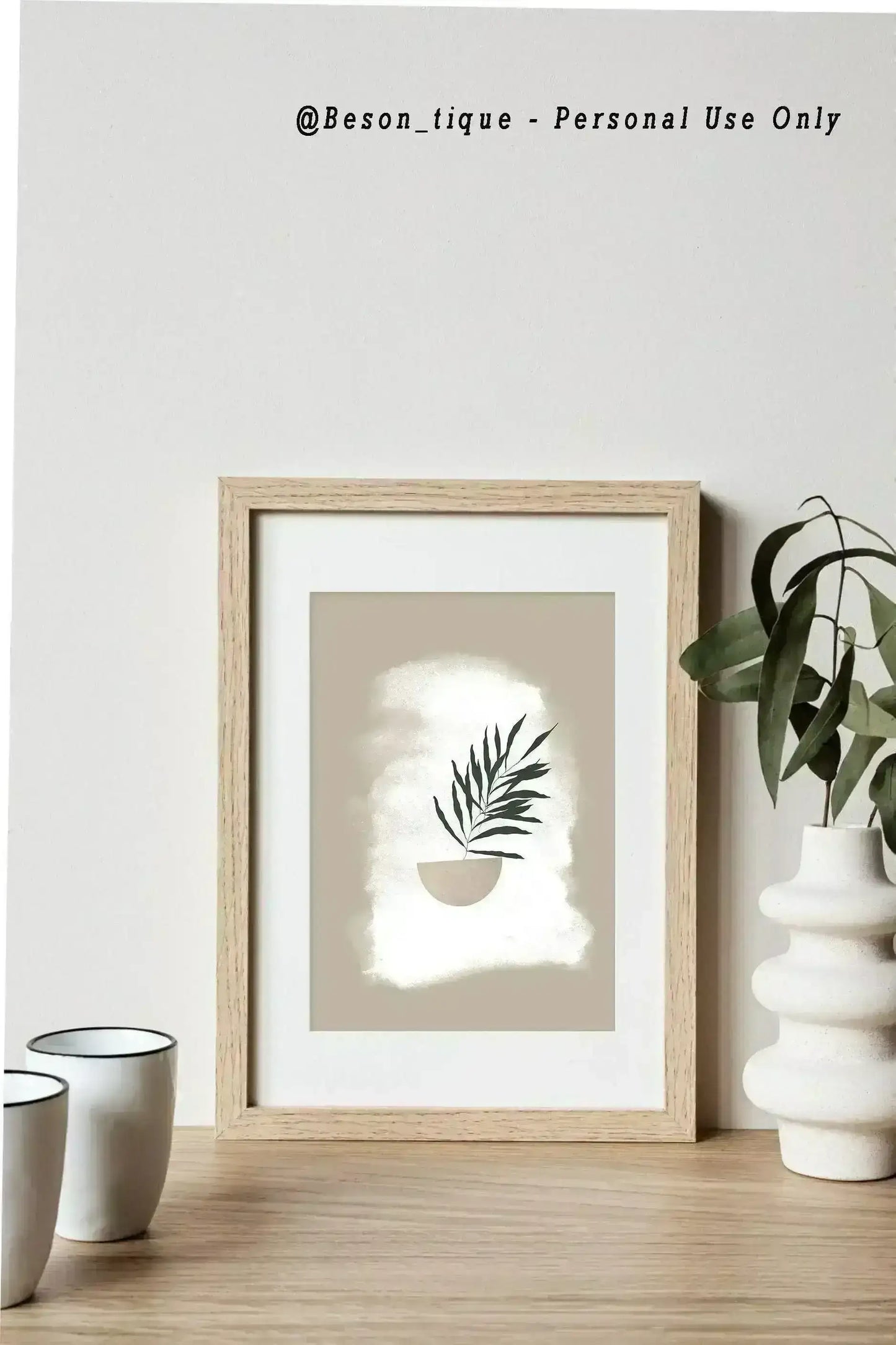 Botanical Digital Prints, Modern Boho Wall Poster, Nature Plants Wall Art, Neutral Beige Green Printable Art - Besontique Home