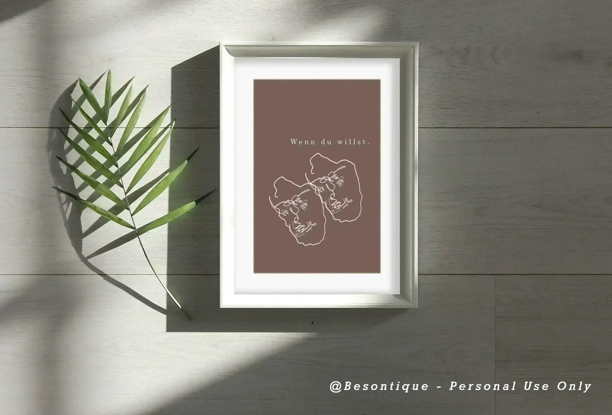 Face Line Abstract Digital Prints, Geometric Art, Typo Gallery Wall Art, Neutral Brown White Printable Art - Besontique Home