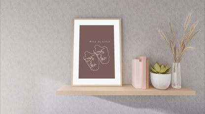 Face Line Abstract Digital Prints, Geometric Art, Typo Gallery Wall Art, Neutral Brown White Printable Art - Besontique Home