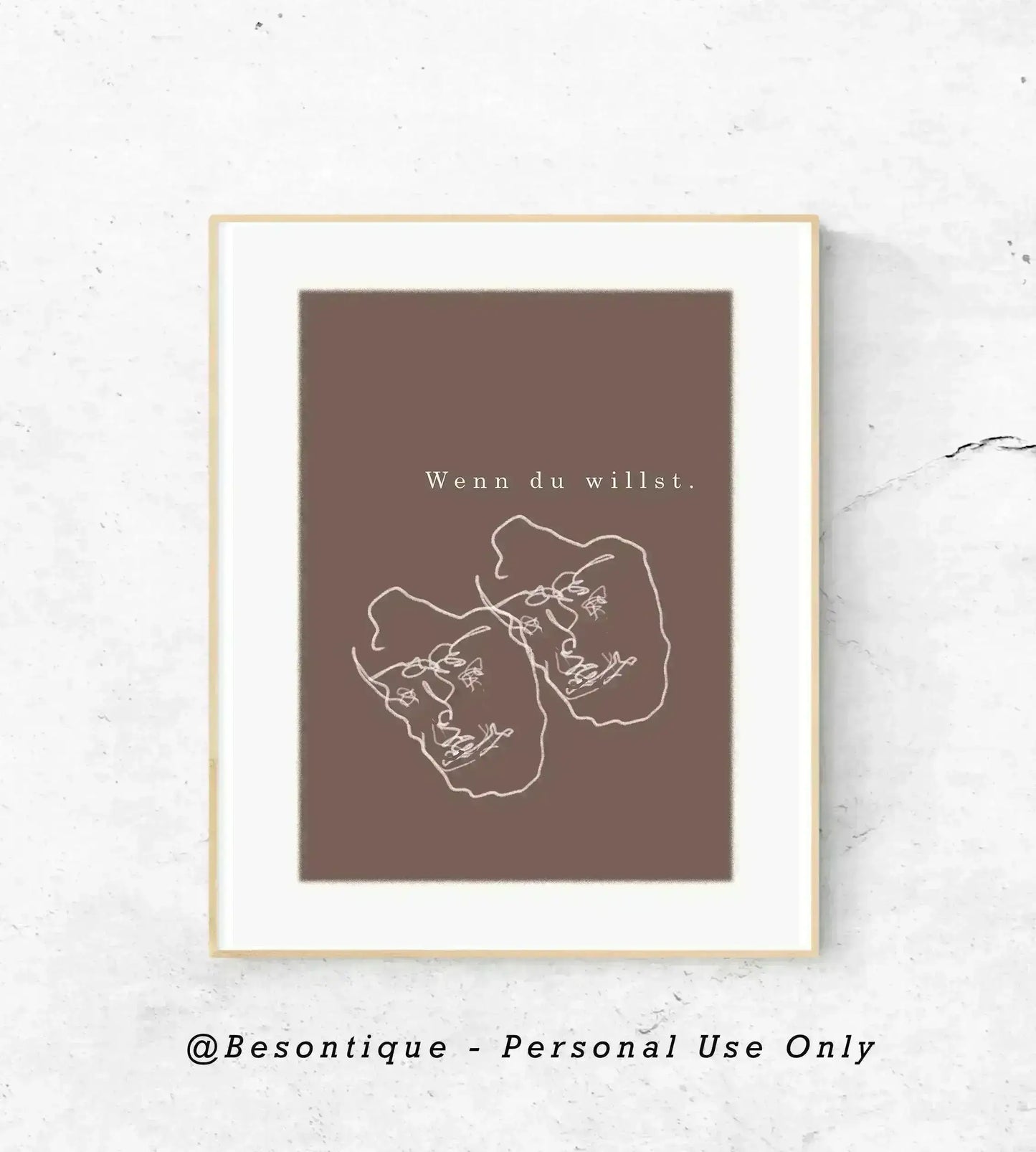 Face Line Abstract Digital Prints, Geometric Art, Typo Gallery Wall Art, Neutral Brown White Printable Art - Besontique Home