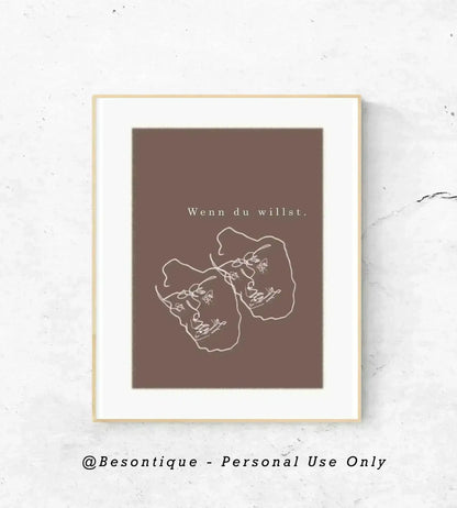 Face Line Abstract Digital Prints, Geometric Art, Typo Gallery Wall Art, Neutral Brown White Printable Art - Besontique Home