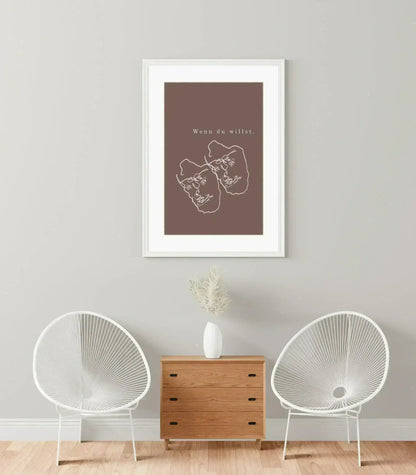 Face Line Abstract Digital Prints, Geometric Art, Typo Gallery Wall Art, Neutral Brown White Printable Art - Besontique Home