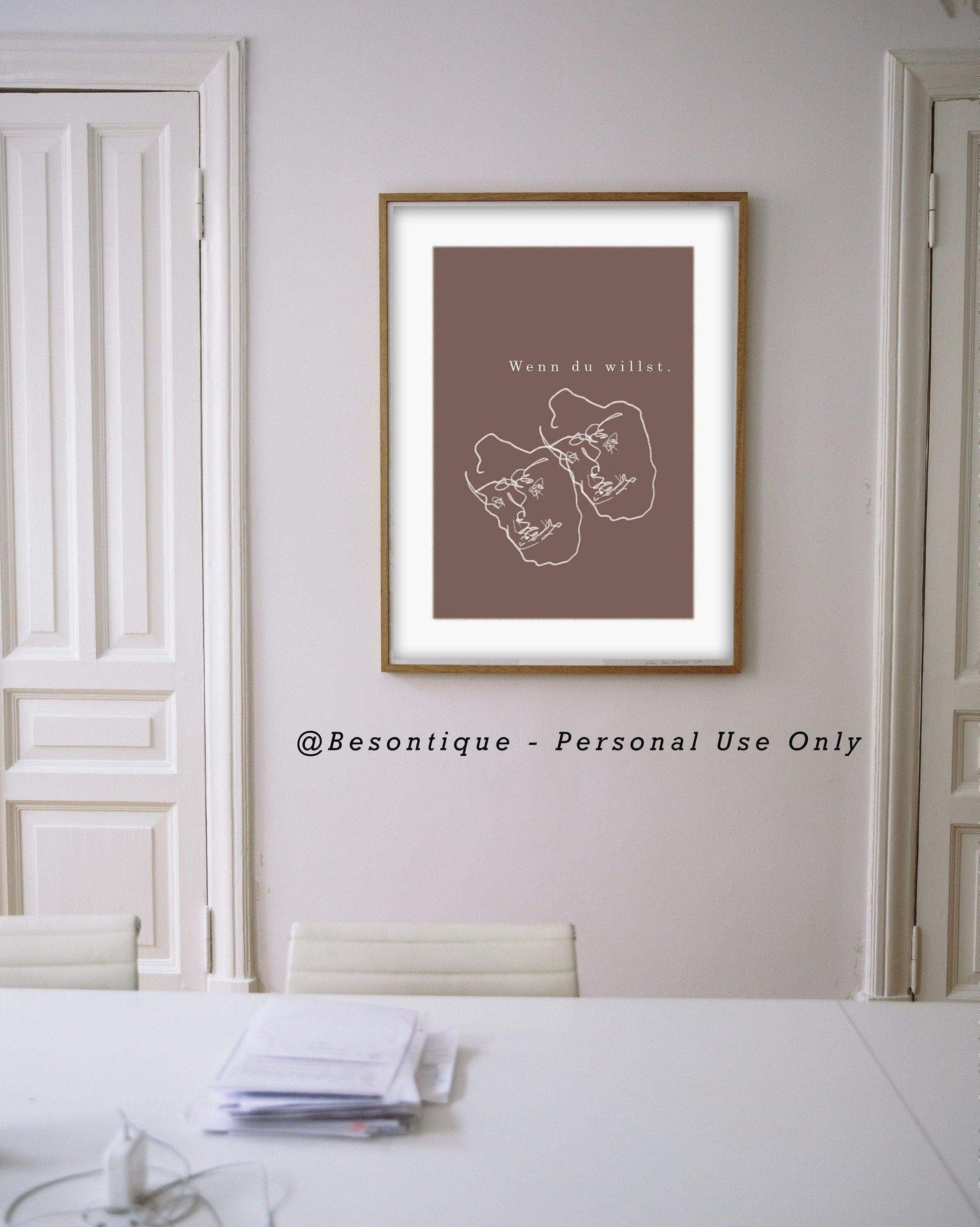 Face Line Abstract Digital Prints, Geometric Art, Typo Gallery Wall Art, Neutral Brown White Printable Art - Besontique Home