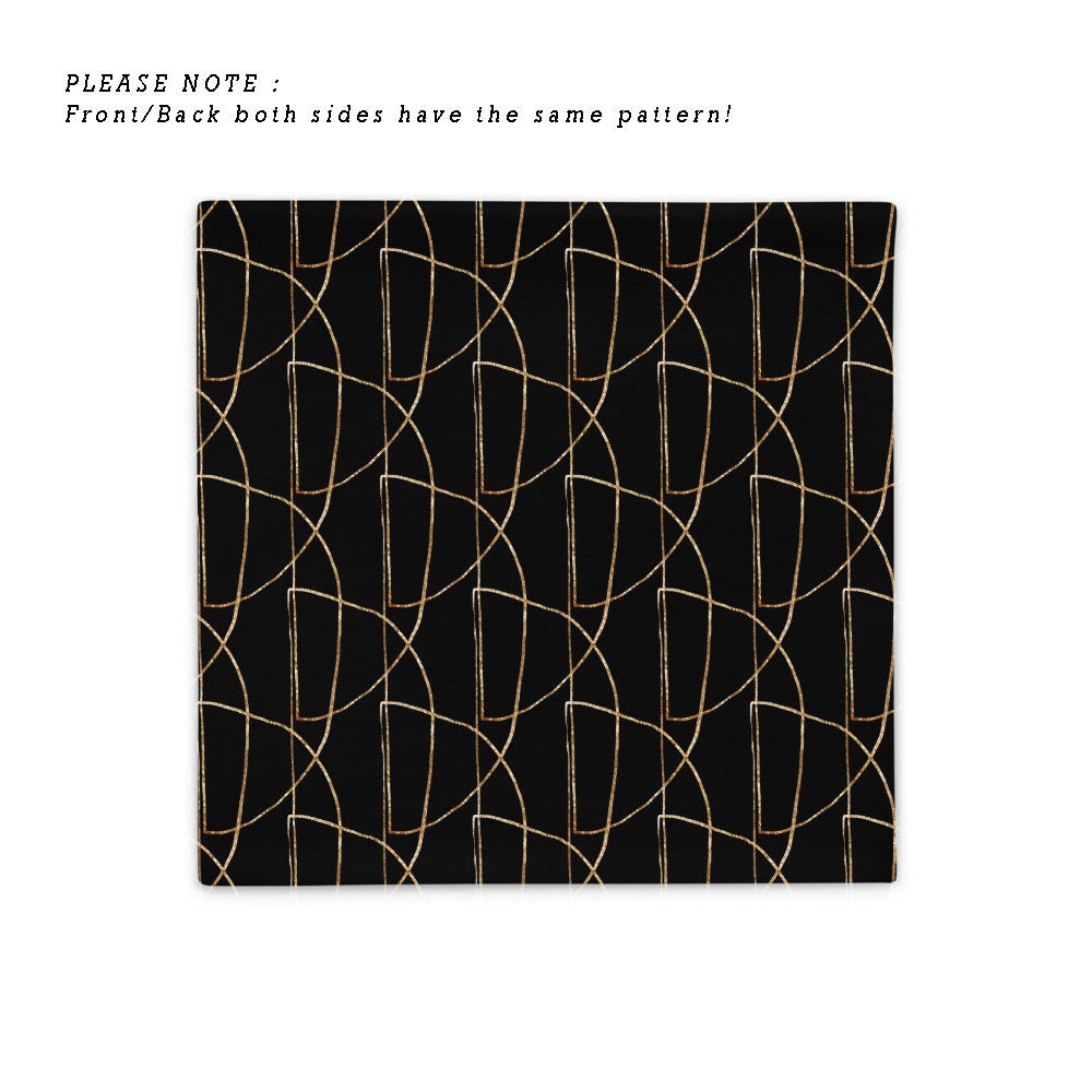 [] Black Gold Pattern Pillow Cushion & Cover │ Abstract Decorative Pillow │ Sofa Living Room Bedroom Decor