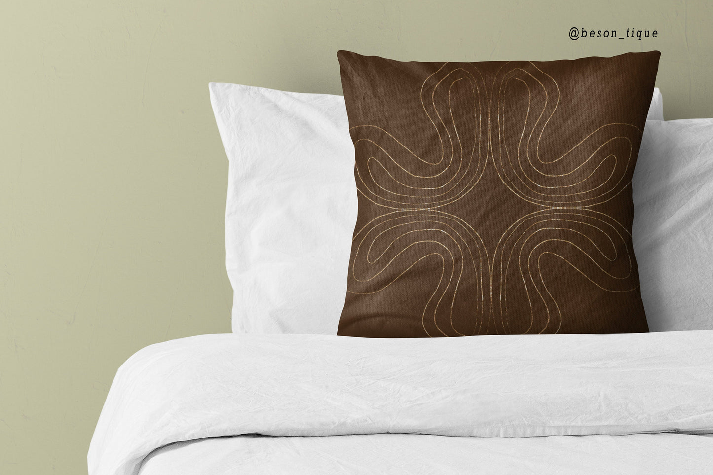 Brown Gold Pattern Pillow Cushion & Cover│ Abstract Decorative Pillow │ Sofa Living Room Bedroom Decoration