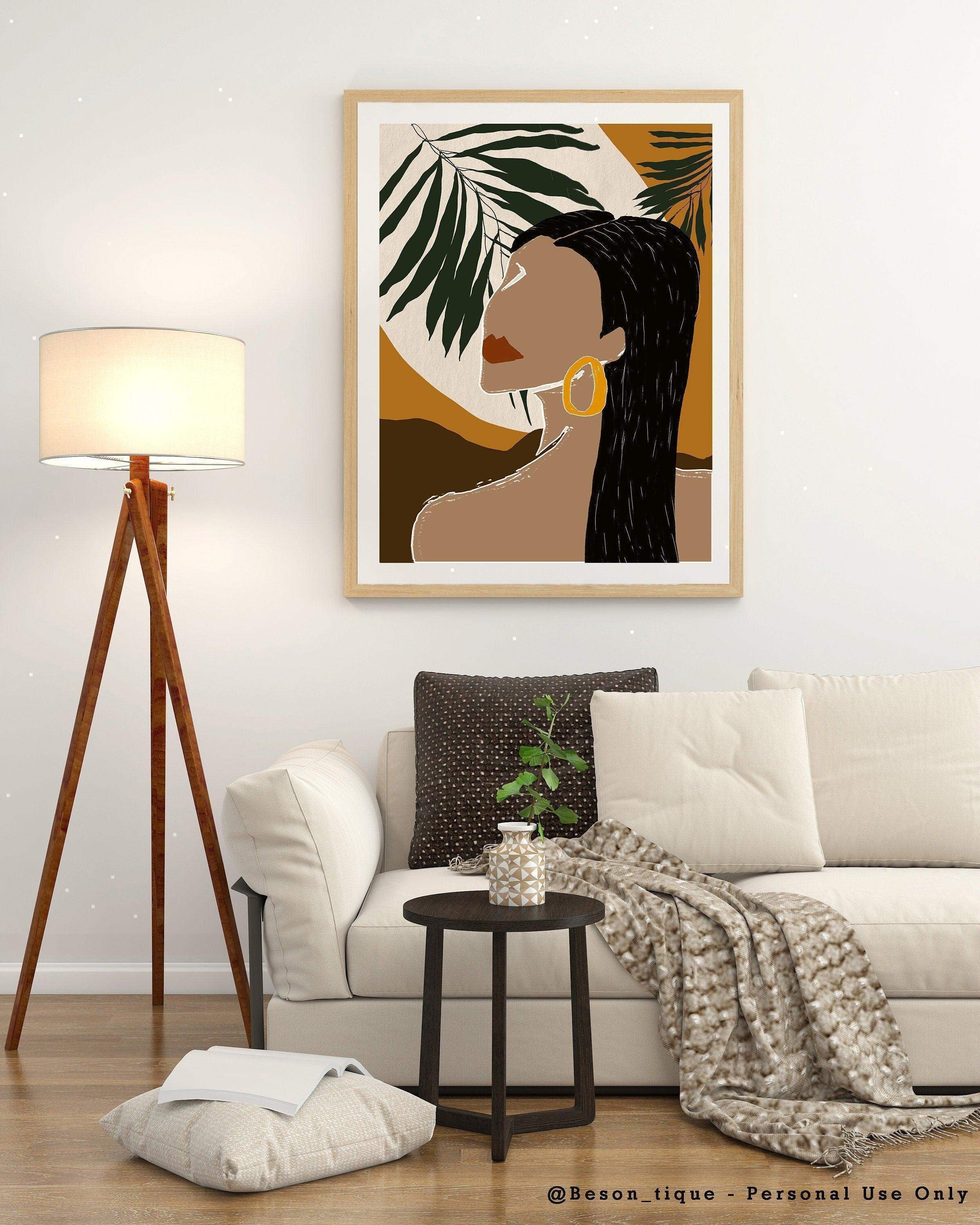 Mid Century Female Faceless Digital Prints, Modern Abstract Art, Botan ...