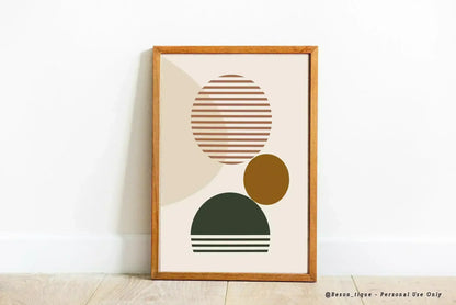 Modern Abstract Digital Prints, Set Of 2 Minimalist Geometric Printable Art, Warm Neutral Tone Wall Artwork, Gallery Home Decor Poster - Besontique Home