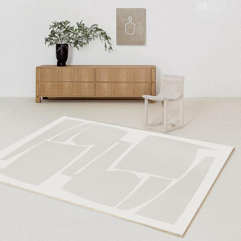 Modern Light Beige Luxury Thickened Carpet │ Abstract Coffee Table Soft Rug - Besontique