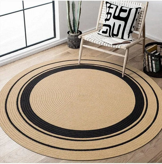 Modern Natural Jute Hand Woven Round Rug │ Minimalism Wear-resistant Durable Rug Mat - Besontique