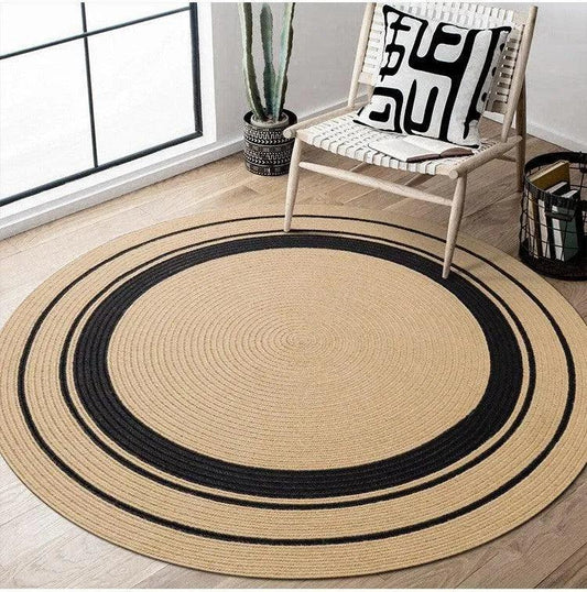 Modern Natural Jute Hand Woven Round Rug │ Minimalism Wear-resistant Durable Rug Mat - Besontique Home