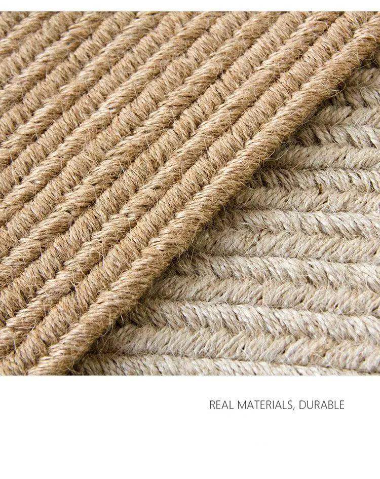 Modern Natural Jute Hand Woven Round Rug │ Minimalism Wear-resistant Durable Rug Mat - Besontique Home