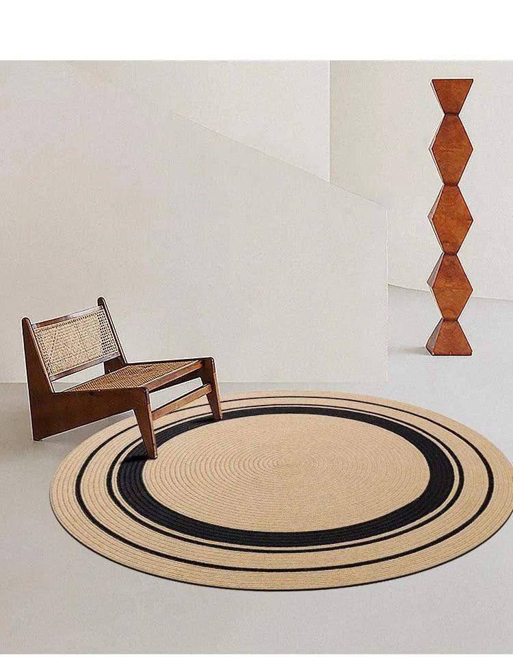 Modern Natural Jute Hand Woven Round Rug │ Minimalism Wear-resistant Durable Rug Mat - Besontique Home