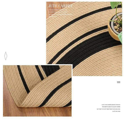 Modern Natural Jute Hand Woven Round Rug │ Minimalism Wear-resistant Durable Rug Mat - Besontique Home