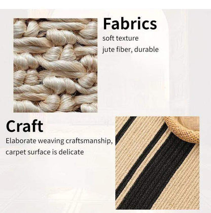 Modern Natural Jute Hand Woven Round Rug │ Minimalism Wear-resistant Durable Rug Mat - Besontique Home