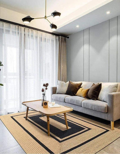 Modern Natural Jute Oval Rectangular Rug │ Minimal Hand Woven Durable Mat Carpet - Besontique Home