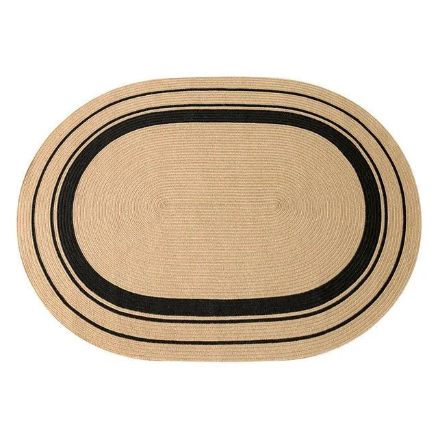 Modern Natural Jute Oval Rectangular Rug │ Minimal Hand Woven Durable Mat Carpet - Besontique Home