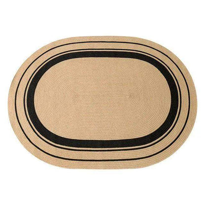 Modern Natural Jute Oval Rectangular Rug │ Minimal Hand Woven Durable Mat Carpet - Besontique Home