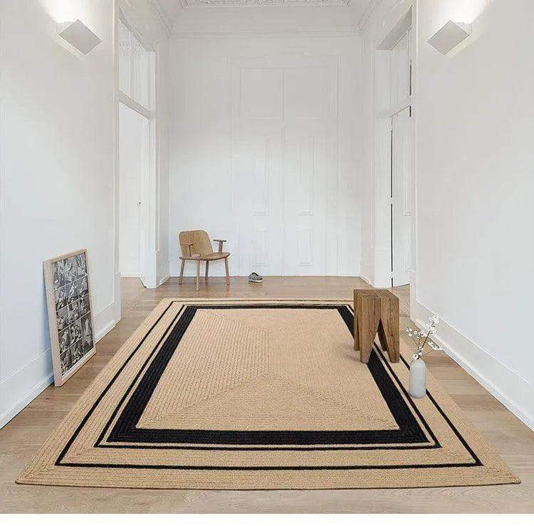 Modern Natural Jute Oval Rectangular Rug │ Minimal Hand Woven Durable Mat Carpet - Besontique Home