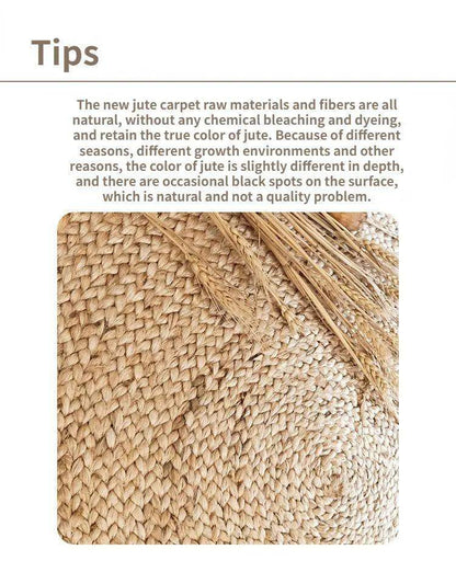 Modern Natural Jute Oval Rectangular Rug │ Minimal Hand Woven Durable Mat Carpet - Besontique Home