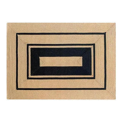 Modern Natural Jute Oval Rectangular Rug │ Minimal Hand Woven Durable Mat Carpet - Besontique Home