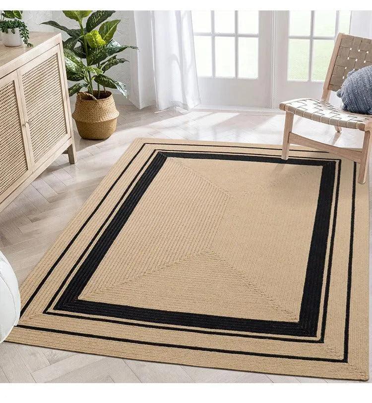 Modern Natural Jute Oval Rectangular Rug │ Minimal Hand Woven Durable Mat Carpet - Besontique Home