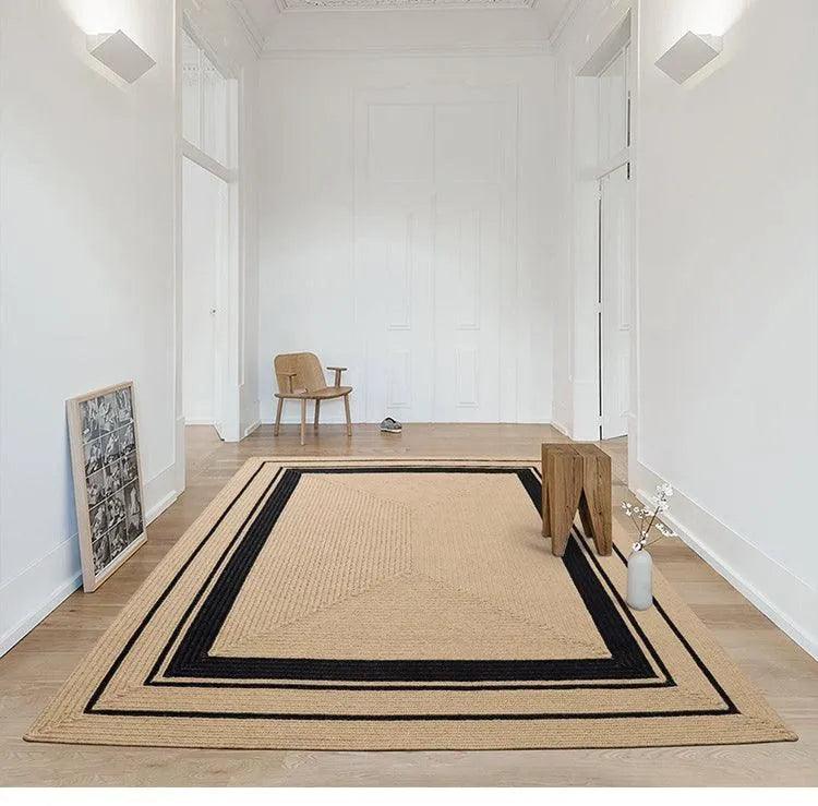 Modern Natural Jute Oval Rectangular Rug │ Minimal Hand Woven Durable Mat Carpet - Besontique Home