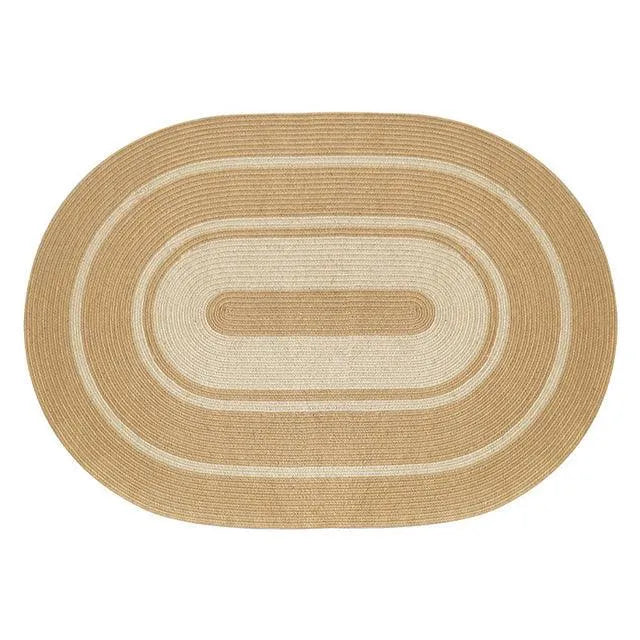 Modern Natural Jute Oval Rectangular Rug │ Minimal Hand Woven Durable Mat Carpet - Besontique Home
