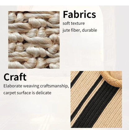 Modern Natural Jute Oval Rectangular Rug │ Minimal Hand Woven Durable Mat Carpet - Besontique Home