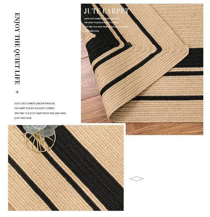 Modern Natural Jute Oval Rectangular Rug │ Minimal Hand Woven Durable Mat Carpet - Besontique Home